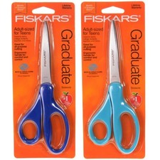 2-Pack Fiskars 8" Graduate Scissors Teen Adult Sized Blue Teal Colors