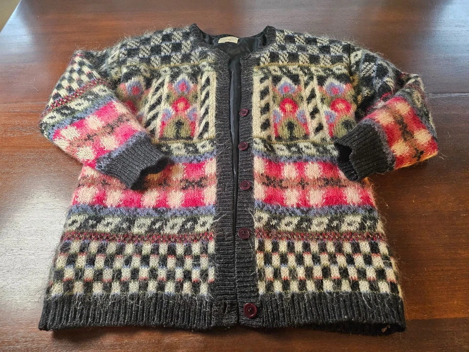 Vintage Susan Bristol Sweater Cottage Mohair Wool Button Cardigan Womens L - Image 2 of 4