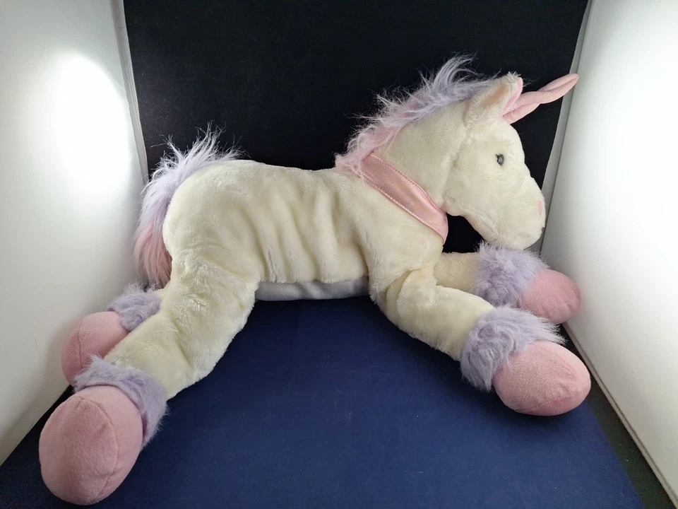 Винтажный Содружество единорог плюшевый белый розовый фиолетовый грива розовый рог 20» Jumbo * 5FB - Изображение 2 из 4