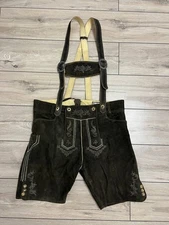 Men's Stockerpoint Bavarian Oktoberfest Lederhosen bib Shorts Leather sz 54 38x8