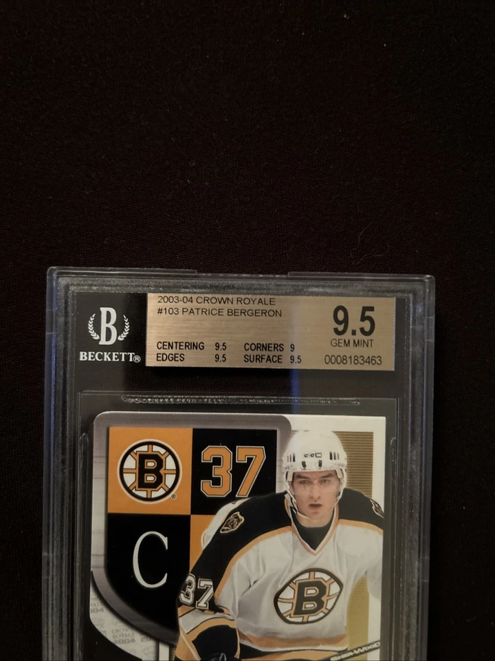Crown Royale #103 Patrice Bergeron 2003-04 radiocontrol novato/575 BGS 9,5 Foto 2 de 4