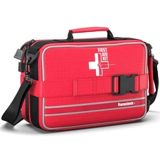 First Aid Kit with Labeled and Color-Coded Compartments, Emergency Medical Ki...