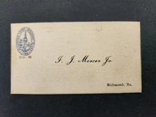 antique I J MERCER Jr richmond va RICHMOND LIGHT INFANTRY BLUES 1793 Co B CARD