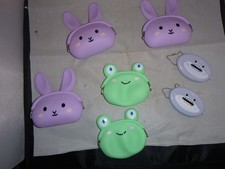 Lot of 7 Bunny Frog Shark Coin Purse Silicone New