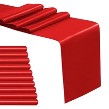 10 Pack Red Satin Table Runner 12 x 108 Inch Long Table Runners for Wedding B...