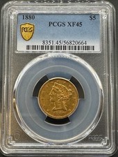 1880 $5 LIBERTY GOLD HALF EAGLE PCGS XF45 12CFXA25