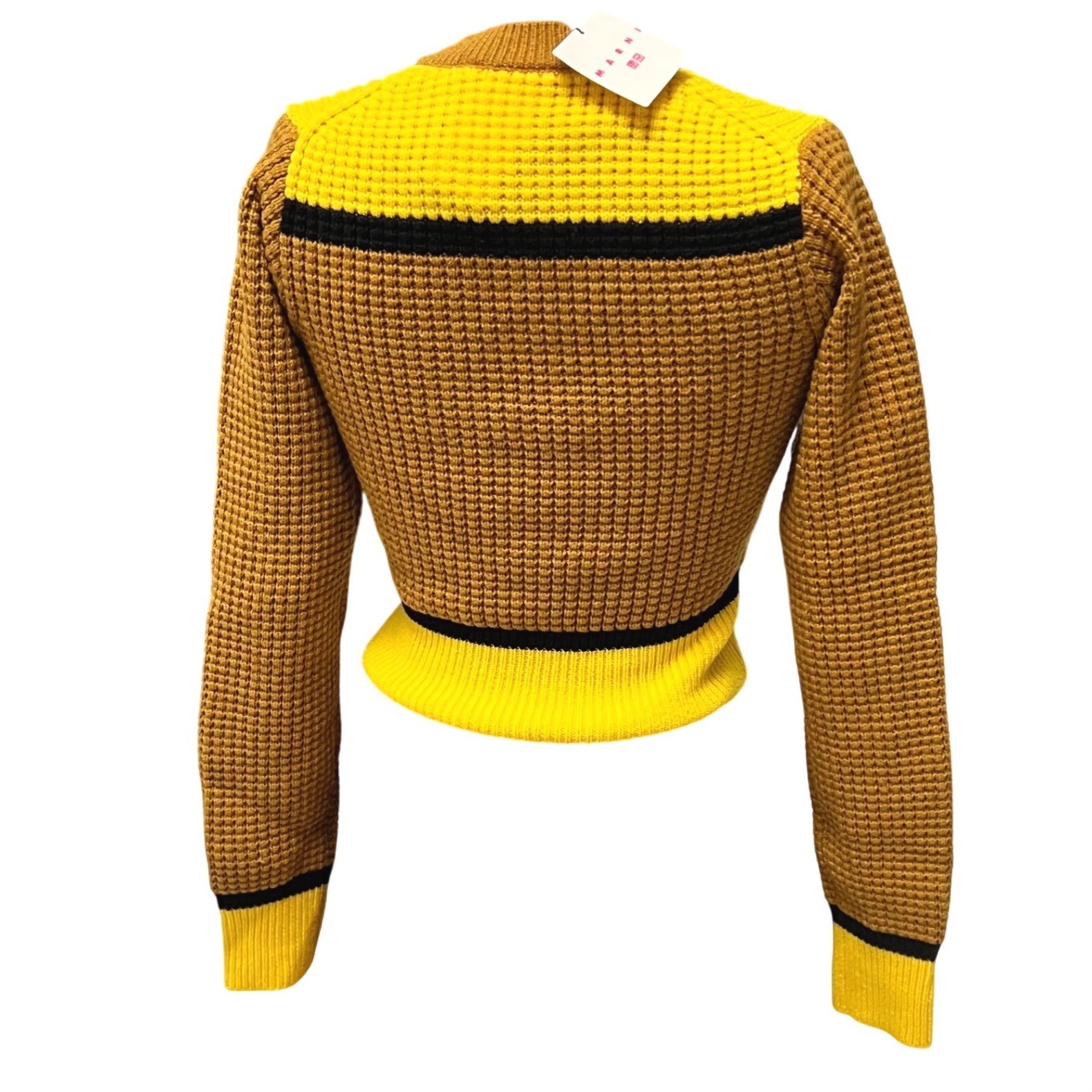 MARNI x Uniqlo Cropped Sweater Women's Popcorn Knit Yellow Brown XS Preppy Y2K thumbnail 12