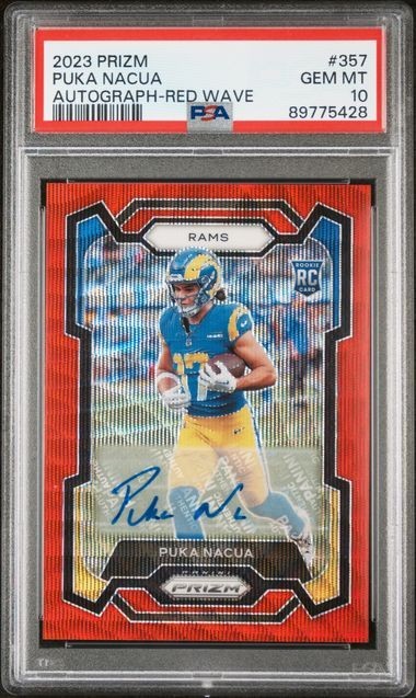 2023 Panini Prizm RED WAVE 357 PUKA NACUA ROOKIE PSA 10 #101/149 AUTO LOW POP 42
