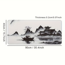 40 90cmExtra Large Extended Thick Mountain And Water Mouse Pad - Non-Slip, Rubbe
