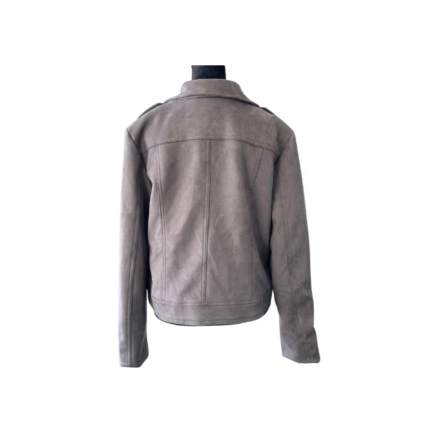 Jaqueta de Roupas Philosophy Republic Moto Camurça Artificial Cinza Carvão Feminina Tamanho G - Imagem 3 de 4