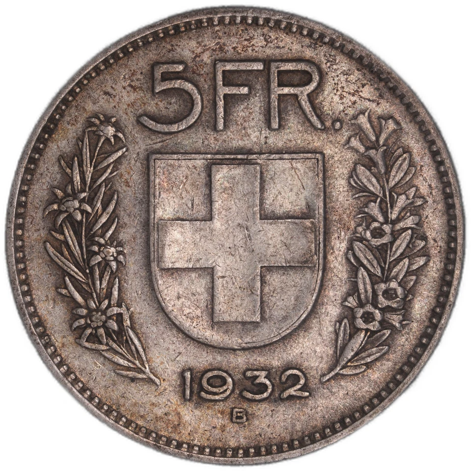 Switzerland - 5 Francs - 1932 - KM#40 - Silver .835 - Image 2 of 3
