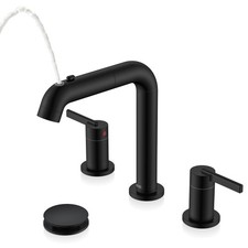 Matte Black Pull Out Bathroom Faucet, 8 Inch 2 Handle Widespread Bathroom Fau...
