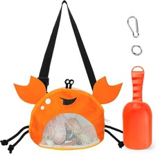 Crab Shape Mesh Beach Bag Kids Seashell Collecting Bag Picking Up Shells Pouch
