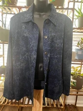 Vintage Koret City Blues Navy Floral Print Jacket Blazer Size L