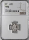 1891-S  10C SEATED LIBERTY SILVER DIME "SAN FRANCISCO"  NGC  XF45  #8404751-019