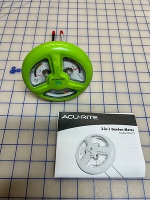 Acurite3-in-1 Garden Meter Measures Soil Ph, Moisture, Light No Batteries Needed