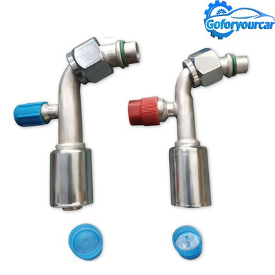 #ad AC Fitting Set #8 and #10 Female Oring Beadlock 90 Degree amp; R134a pressure valve $16.88