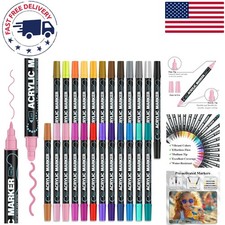 Complete 24-Color Acrylic Paint Markers with Dual Tips for Artistic Projects