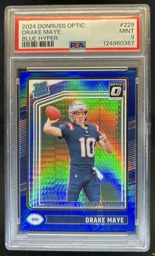 2024 Panini Donruss Optic Drake Maye Blue Hyper Rated Rookie #229 Patriots PSA 9