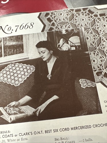 Chair Sets Runners Pattern Book 7673 1944 15 Page Vintage Crochet Doilies - Picture 11 of 18