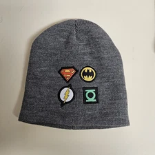 Justice League Beanie Hat Cap Gray Batman Superman Flash Gr. Lantern DC #13623