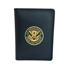 Perfect Fit Federal Style Double ID Card Case Duty Leather CBP DHS Imprint Gold