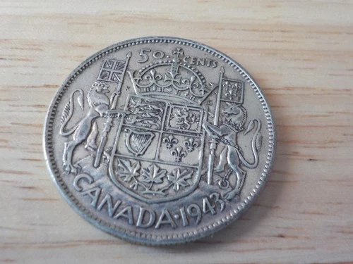Canadian   1943    Silver 50 Cents Half Dollar Coin