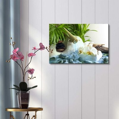 Canvas Prints - Orchids and Zen Stones with Falling Water Spa