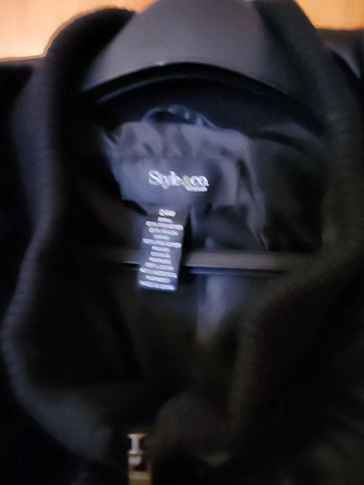 Style & Co. Womens Black Puffer Coat Double Zipper Down Feathers Lined Size 24W - Image 3 of 4