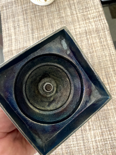 Hand Blown Cobalt Blue Glass Surrounded by Silver Pewter Cage 10 inch tall - Picture 9 of 9