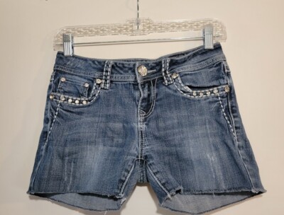 Y2K Mid 2000s LA Idol Medium Wash Rhinestone Cutoff Jean Y2K Mid 2000s LA Idol Medium Wash Rhinestone Cutoff Jean
