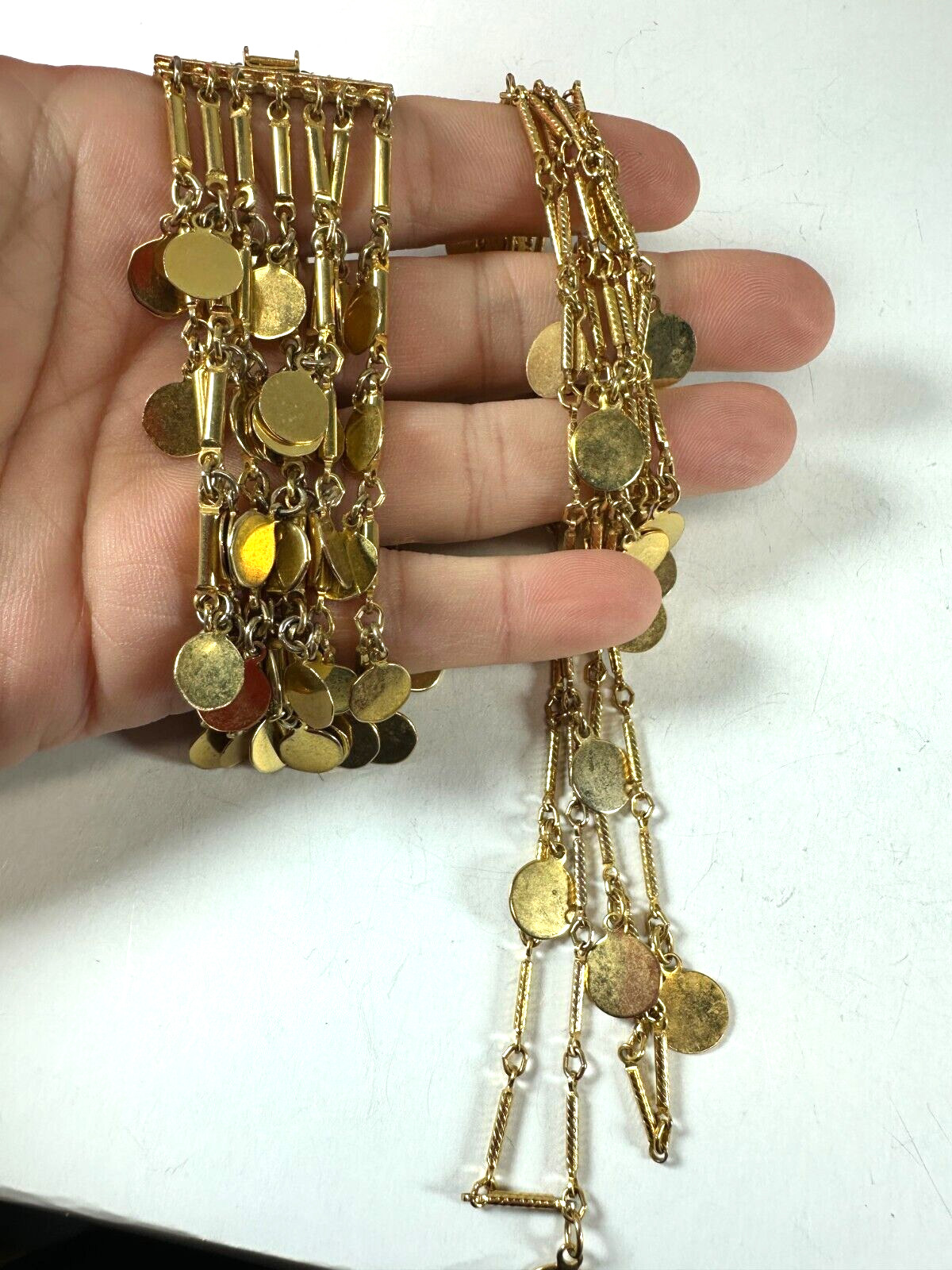 Lote de Collar a Juego de Pulsera Multicadena Ancha Alete Tono Dorado