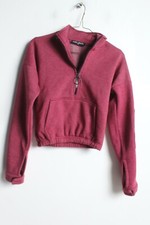 Select Womens 1/2 Zip Cropped Sweatshirt jumper - Raspberry - Size XS VQ4 