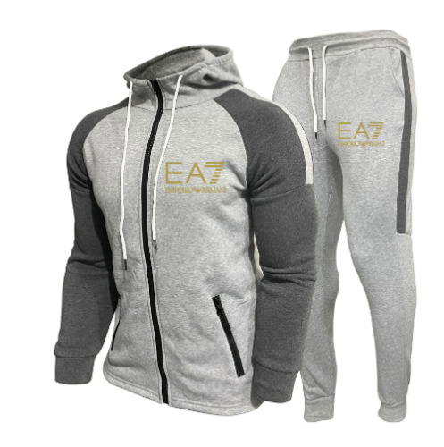 Men's Ea7 Tracksuit Casual Hoodie Full Zip Jogger Sweatshirt Jacket Pant Set ** - Picture 1 of 10