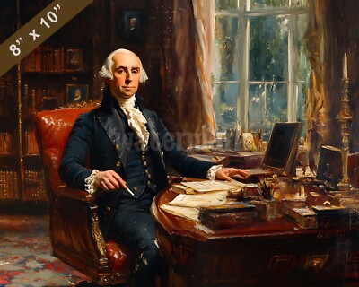 James Madison in his study Oil painting 8x10 Print