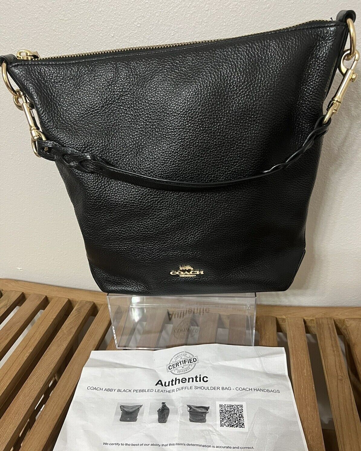 Authentic Coach Abby Black Pebble Leather Duffel Shoulder Bag F31507 eBay