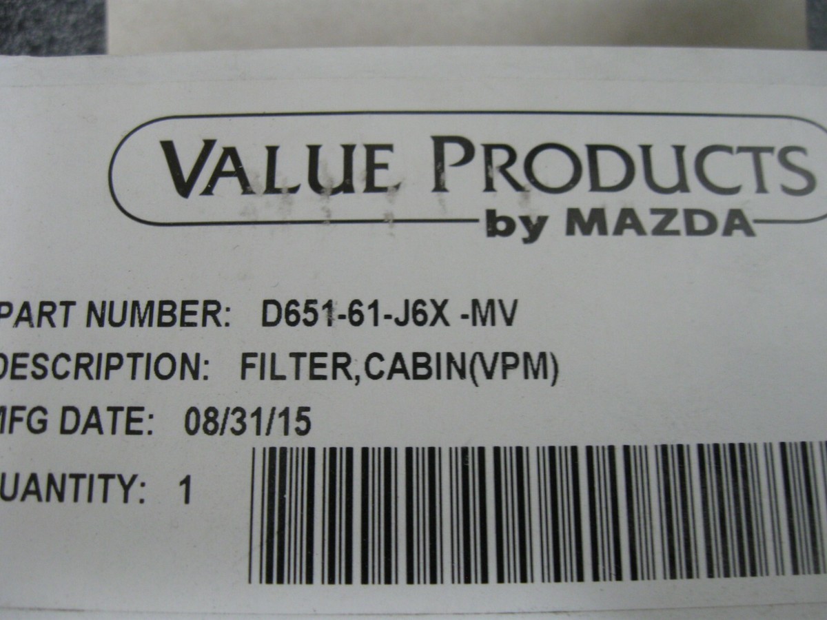 NEW GENUINE MAZDA CABIN AIR FILTER (PN D651-61-J6X-MV) | eBay