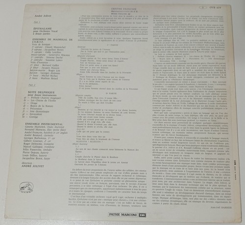 ANDRE JOLIVET SUITE DELPHIQUE/EPITHALAME LP ONDES MARTENOT GINETTE AVANT-GARDE - Picture 2 of 2