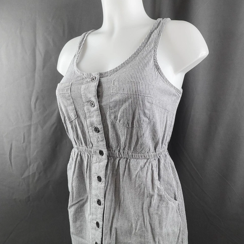 I Love H81 Womens Dress Small Gray Stripe Cotton Sundress Mini Summer Coastal - Изображение 2 из 4