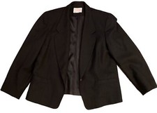 Pendleton 100 Wool Petite S 20 Black One Button Blazer Jacket Fake Pockets