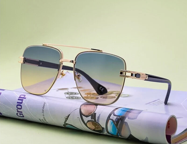 サングラス movitra Unisex SUNGLASSES (BRUNO GUN FL.EL.GREEN GLD GOLD) Movitra Bruno - Gun Metal | Sunglasses | Black Optical