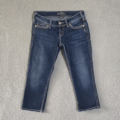 Silver Jeans Mac Kenzie Capri W29 21'' Women Stretch Dark Wash Cropped Pants
