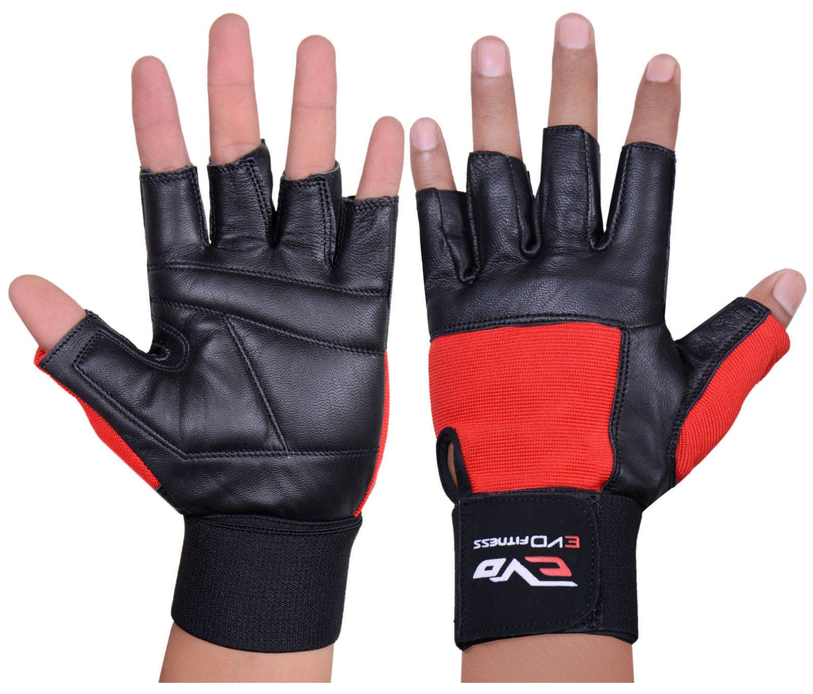 EVO Fitness Weight lifting Gym Gloves Wrist Support Straps Bodybuilding