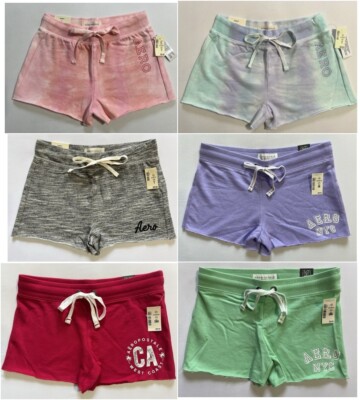 Aeropostale Aero Women's Logo Sweat Shorts Cut-Off Shorty Shorts
