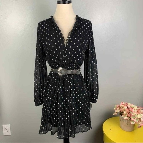 Zara Black \u0026 White Pleated Polka Dot 
