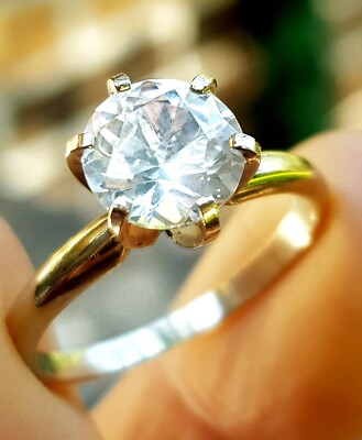 2.90ct Natural VS White Topaz Solitaire Ring Solid 14K White Gold Engagement