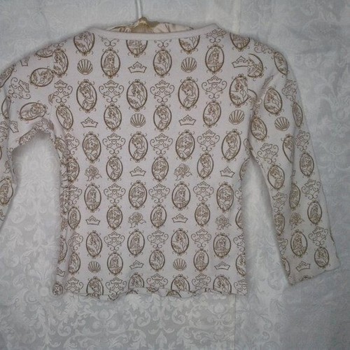 Disney Princess Girls Henley Thermal Longsleeve Shirt White Gold Size S (5/6) - Picture 7 of 7