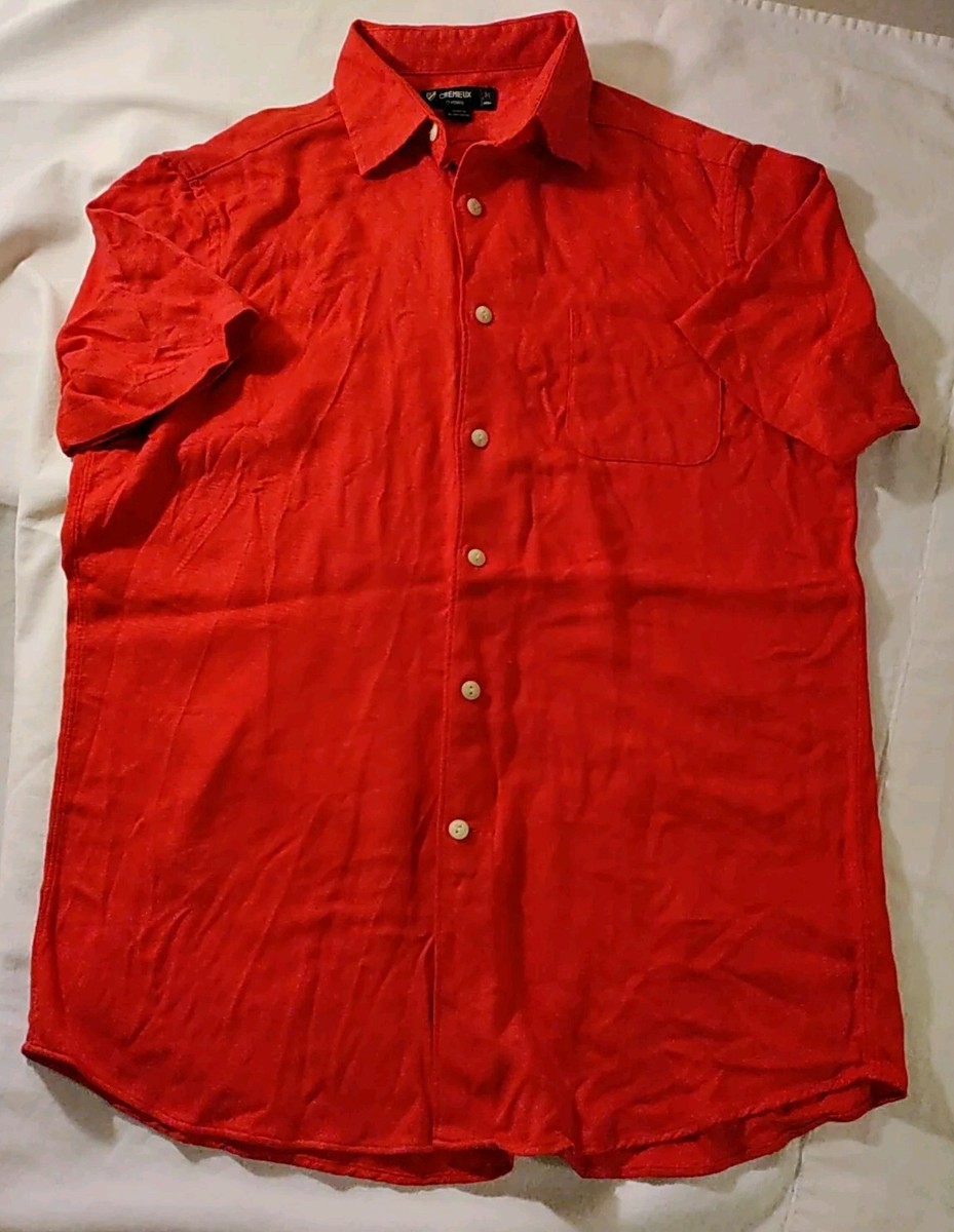 Men Daniel Cremieux Classics Red Lyocell Short Sleeve Slim Fit Shirt M NWOT  | eBay