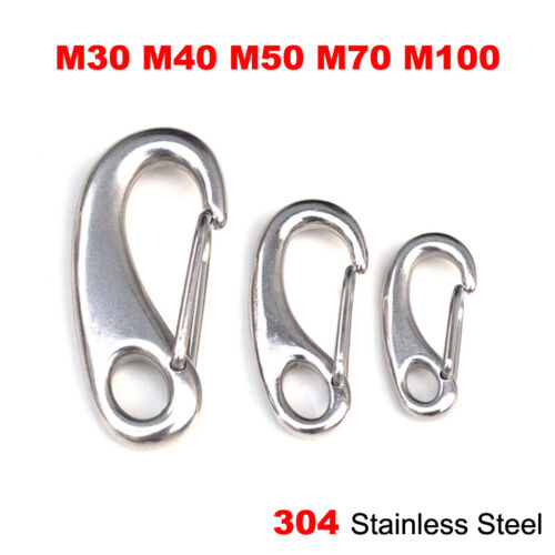 304 Stainless Steel Egg Shaped Wire Rope Spring Snap Hook Clips M30M40M50M70M100 - Afbeelding 1 van 8