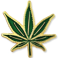 PinMart's Green Pot Leaf Marijuana Cannabis Enamel Lapel Pin